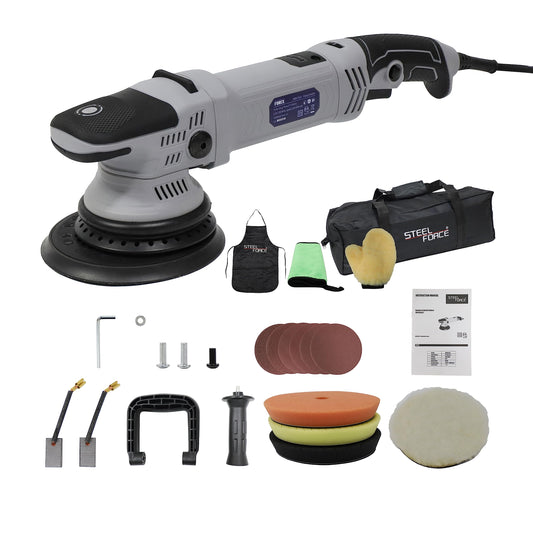 Steel Force PRP675021 6-inch Dual Action/DA Polisher, Buffer Waxer with Lock Switch and 6 Variable Speeds for Car Detailing, Tile Cleaning and Wood Polishing